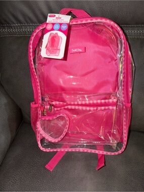 Packed Party Clear Kids Backpack with Pink Trim and Heart Pouch - NWT